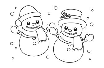 Два снеговика в шляпках