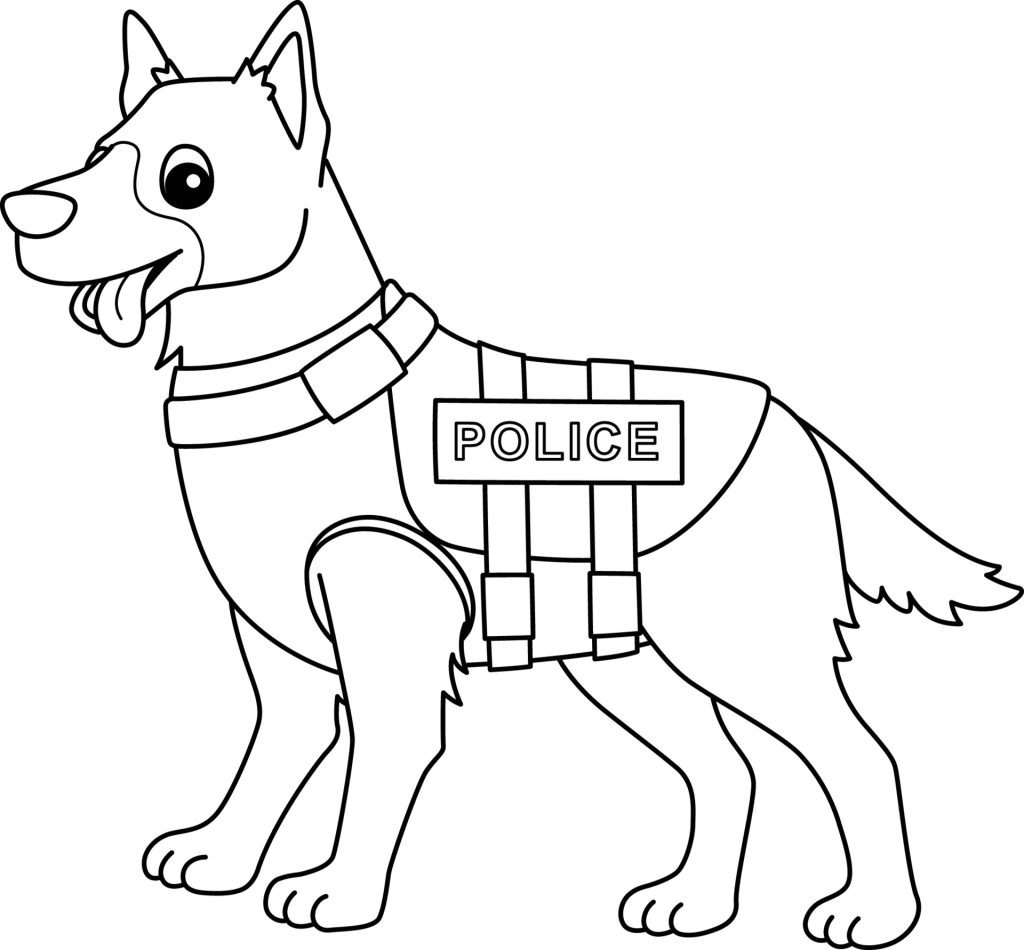 Раскраска Полицейская собака