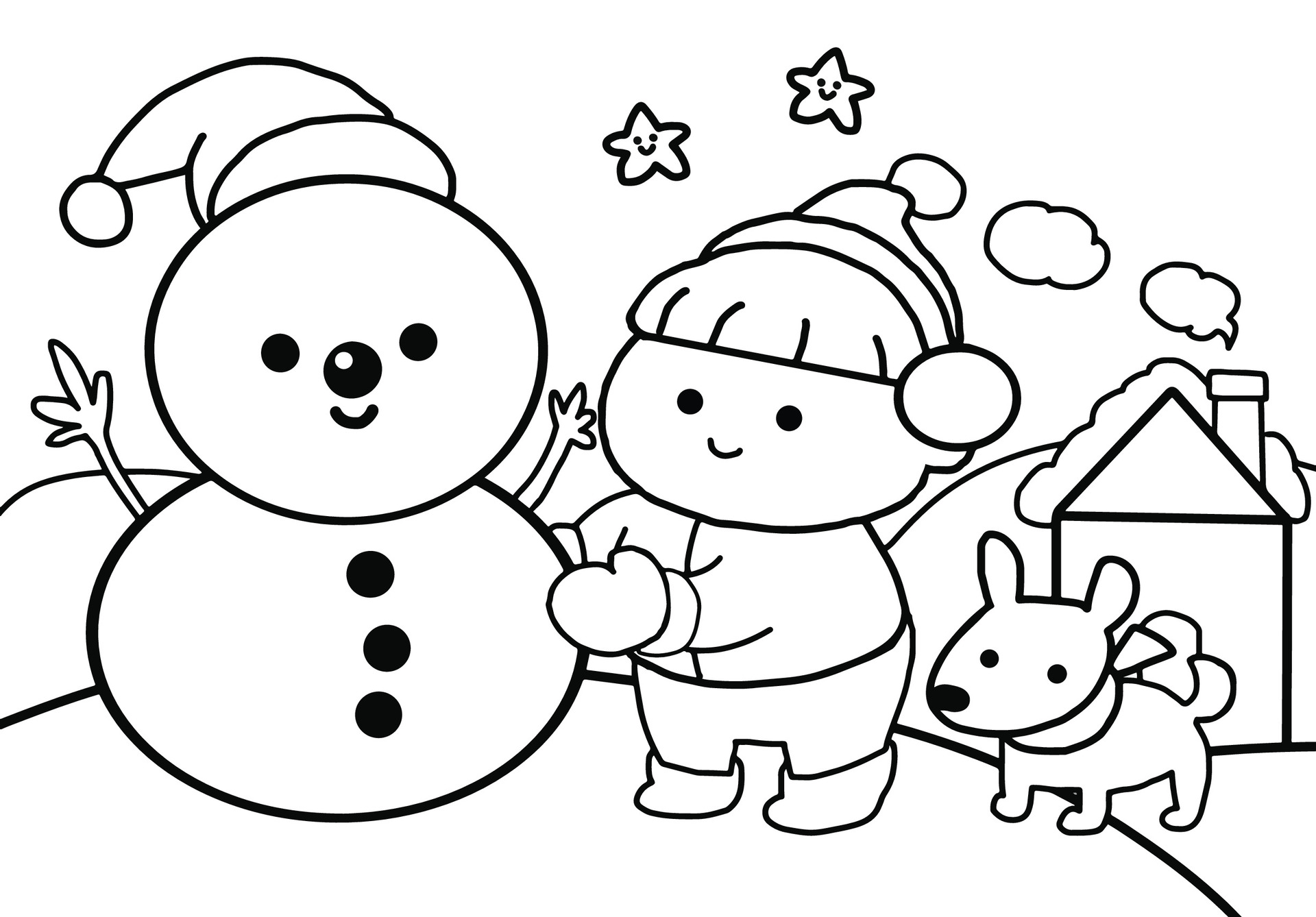 Раскраски Зимние забавы - детские раскраски распечать бесплатно