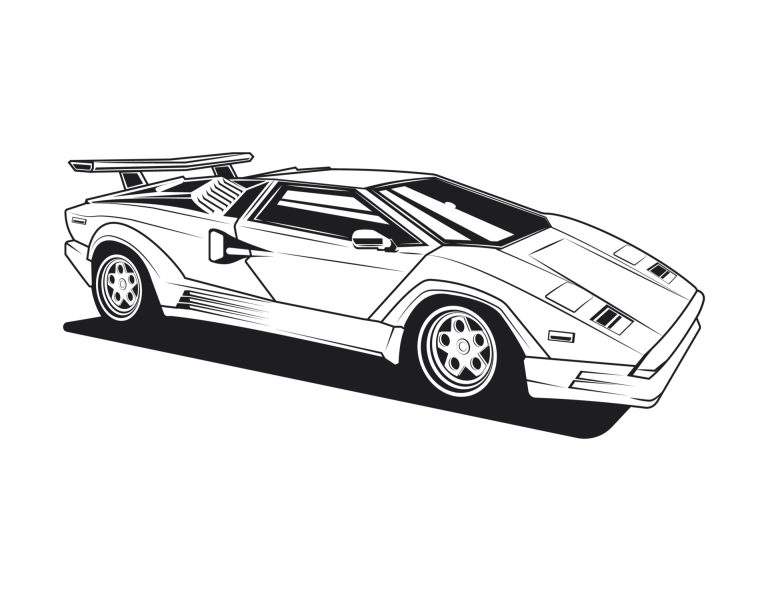 Раскраска Lamborghini Countach распечатать - Flomasters