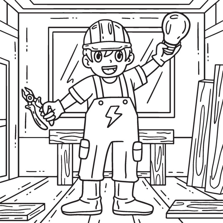 Раскраска Профессия Электрик распечатать - Flomasters