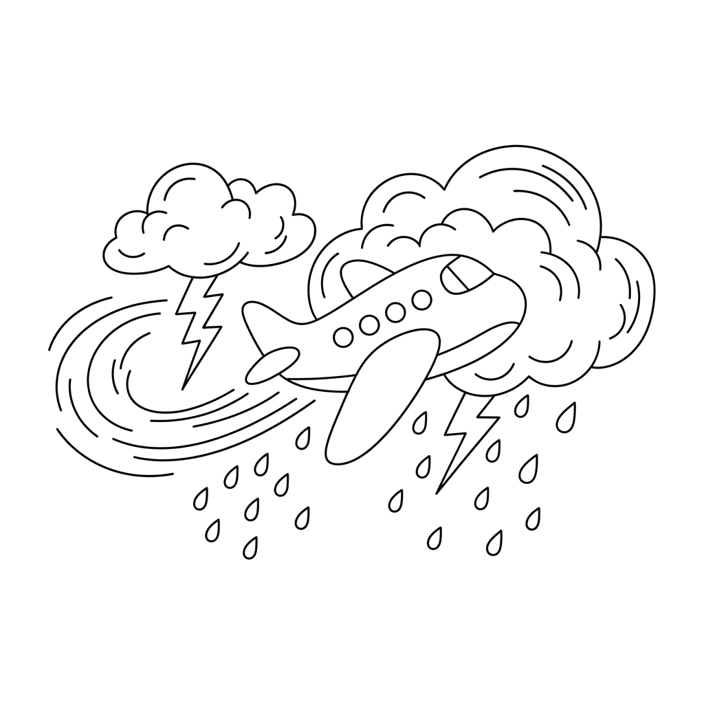 самолет летит в грозу