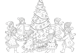 3. дети водят хоровод вокруг новогодней ёлки