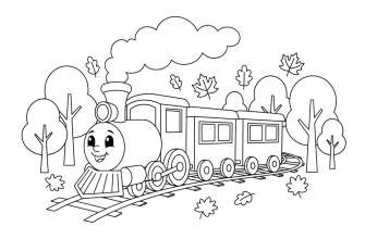 1. паровозик едет по осеннему лесу