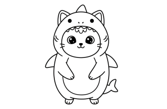 Кот в костюме акулы