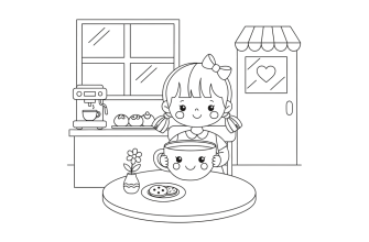 Девочка в кафе