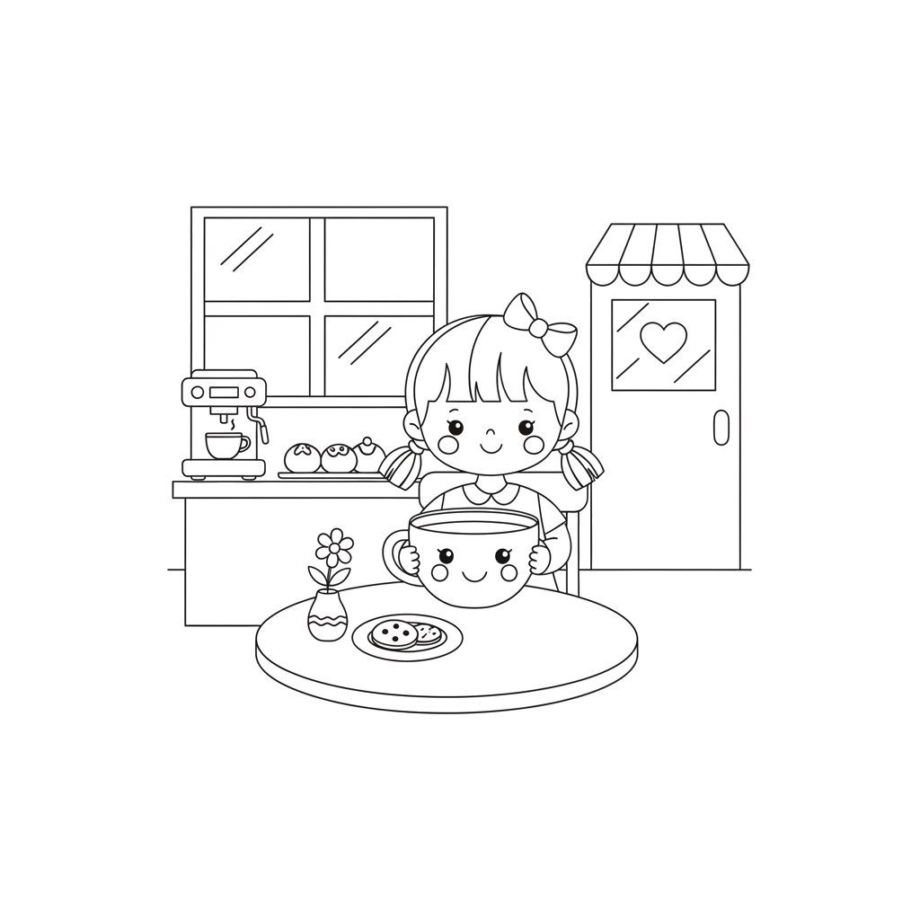 Девочка в кафе