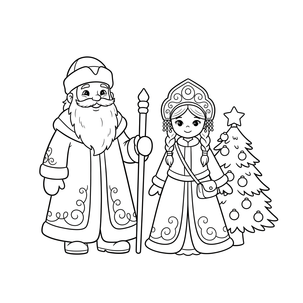 Дед Мороз, Снегурочка, Елочка
