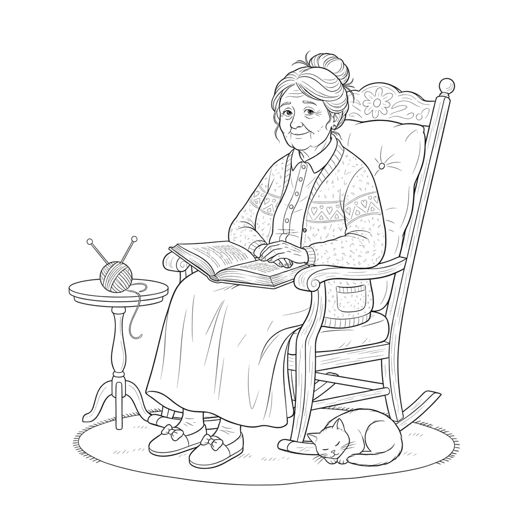 Бабушка в кресле качалке