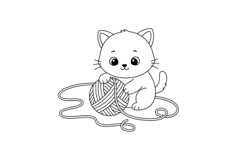 Котенок и клубочек ниток