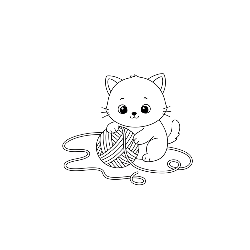 Котенок и клубочек ниток