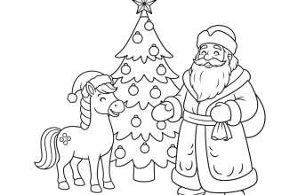 Лошадка, Дед Мороз и новогодняя ёлка