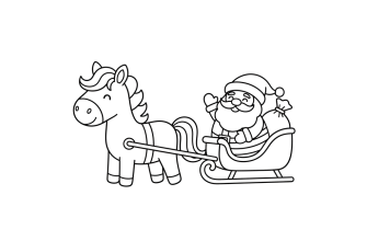 Лошадь везет деда мороза