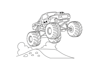 Монстр трак прыгнул с трамплина