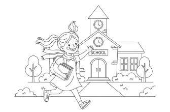 Девочка бежит в школу