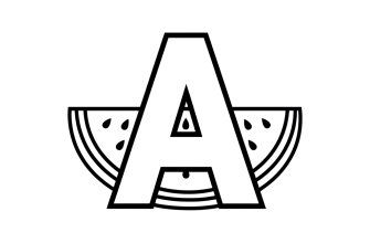 2. Печатная Буква А на фоне арбуза