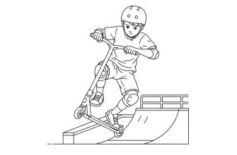 Мальчик на трюковом самокате