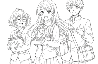 Школьники в стиле аниме