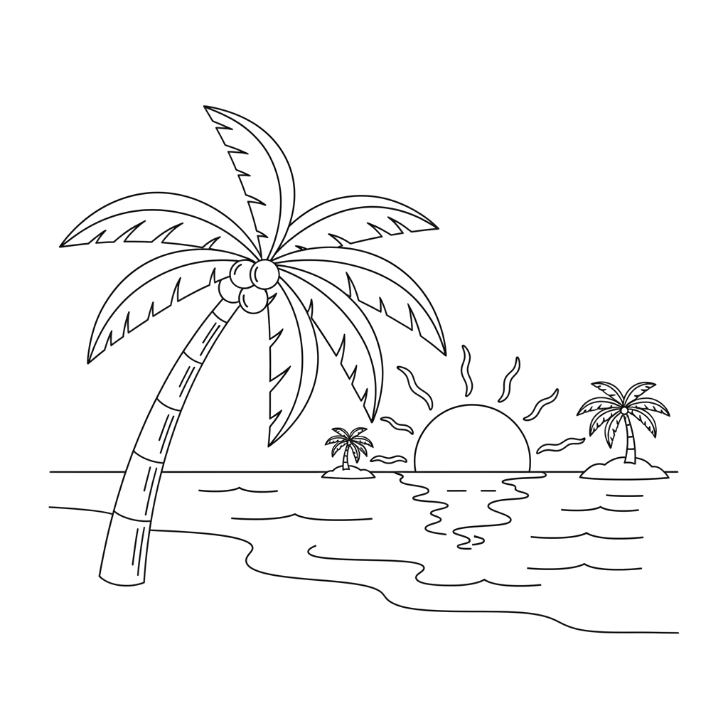 Море пальма и закат