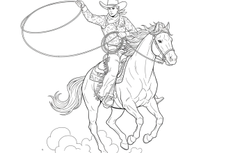 Ковбой с лассо на лошади