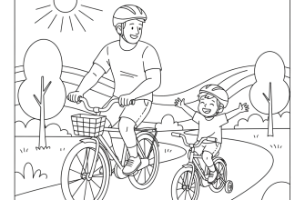 Папа и сын на велосипедах