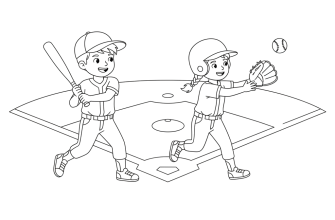 Мальчик и девочка играют в бейсбол