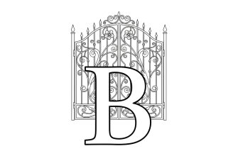 2. Печатная буква В на фоне ворот