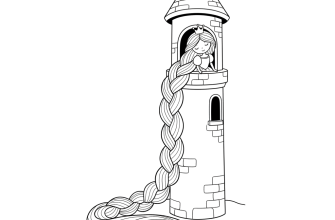 Принцесса с очень длинными волосами в башне