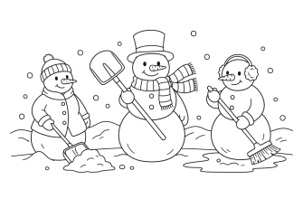 Снеговики чистят снег