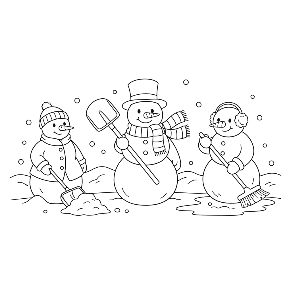 Снеговики чистят снег