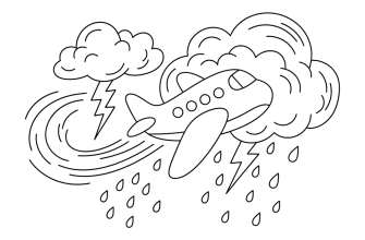 самолет летит в грозу