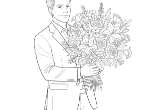 Мужчина с букетом цветов