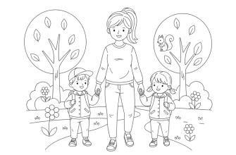 2. Воспитатель детского сада на прогулке