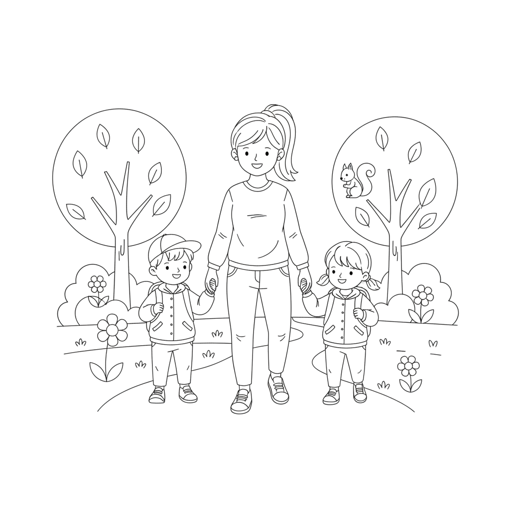 2. Воспитатель детского сада на прогулке