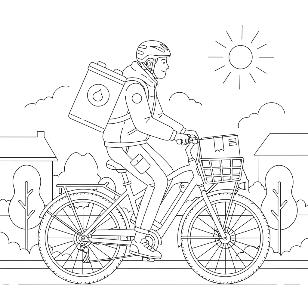 Доставщик на электровелосипеде