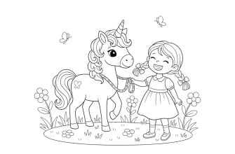 Единорожек и девочка
