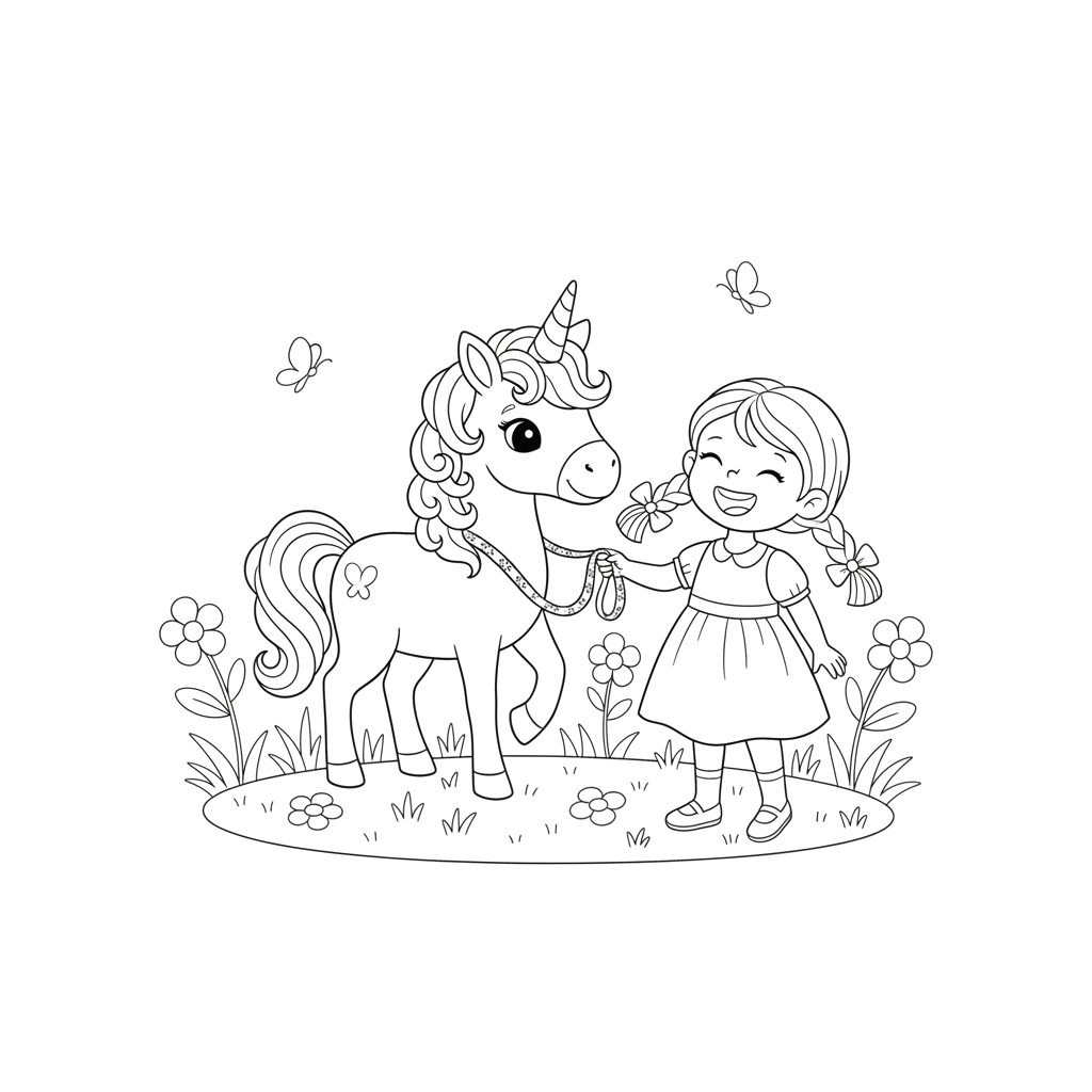 Единорожек и девочка