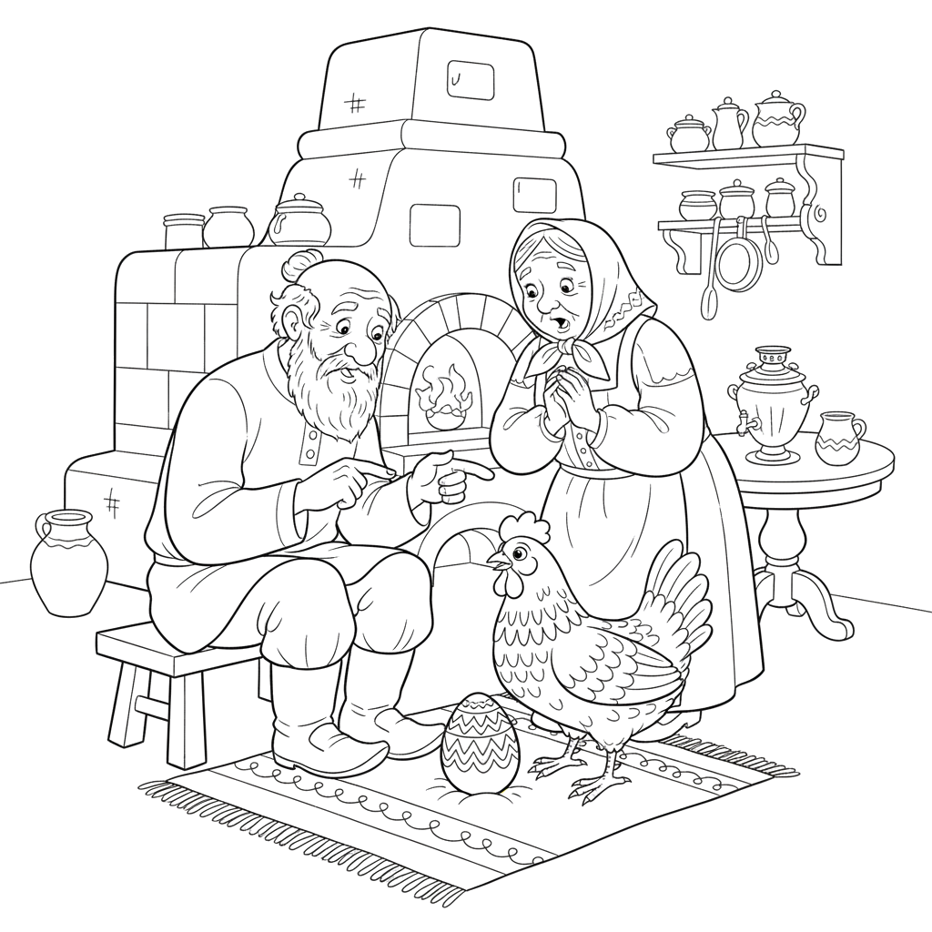 Жили-были дед да баба. И была у них Курочка Ряба.