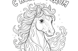 2.Добрая огненная лошадь крупным планом и надпись С НОВЫМ ГОДОМ