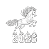 2.Символ 2026 года огненная лошадь. Которая прыгает через надпись - 2026