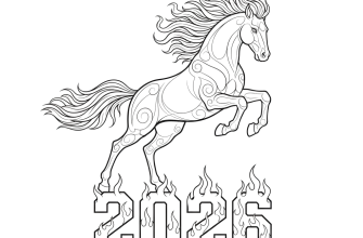 2.Символ 2026 года огненная лошадь. Которая прыгает через надпись - 2026