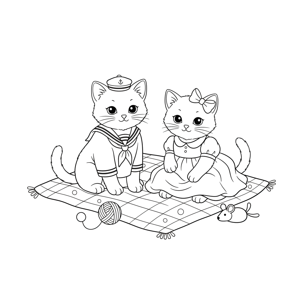 2. Белые котики в одежде