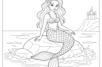 2. Русалочка-принцесса возле берега