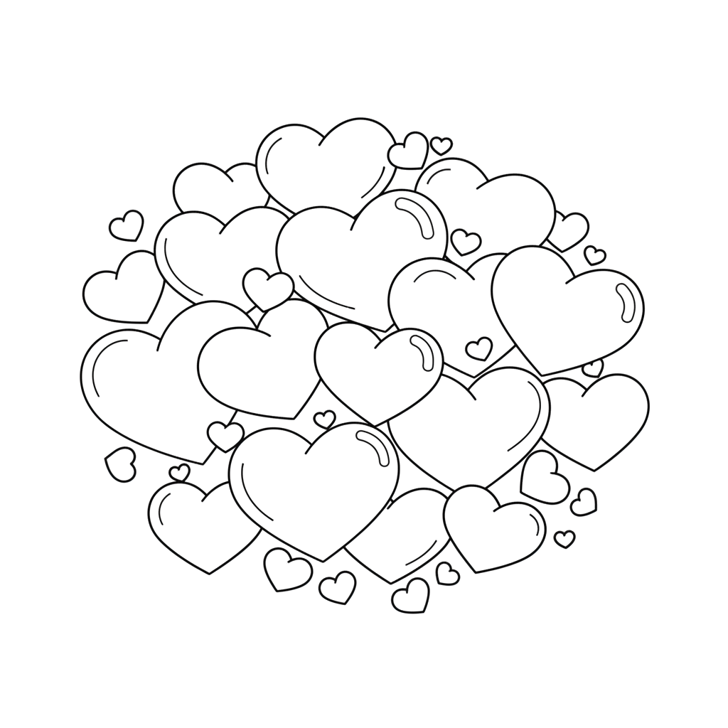 2. Много сердечек разного размера