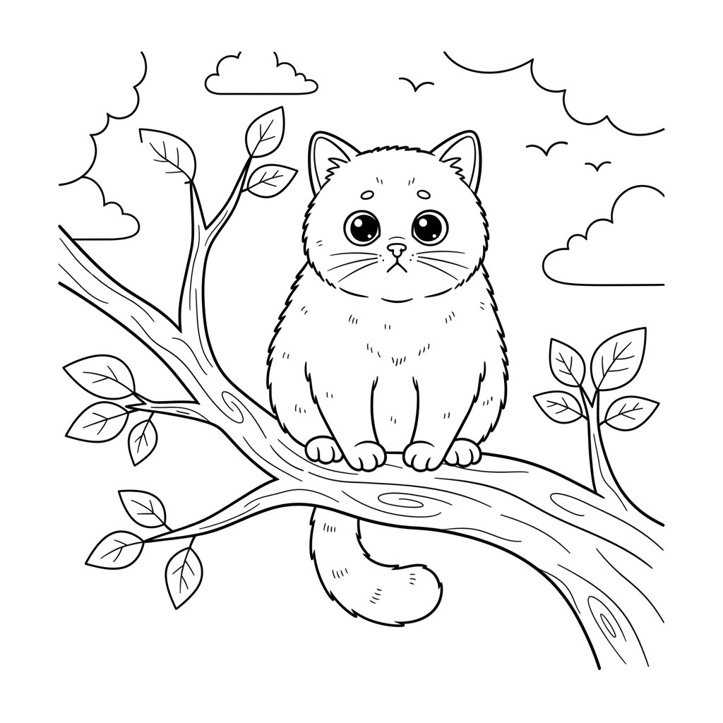 2. Кот британец залез на дерево