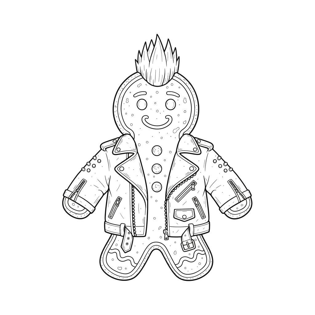 Пряничный человечек в косухе и ирокезом