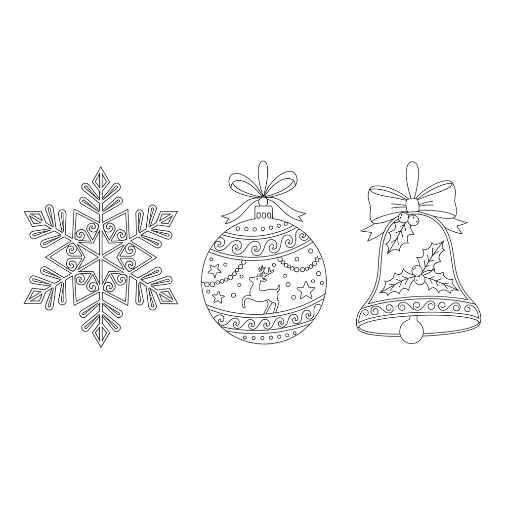Новогодние украшения (каждое отдельно) шаблон для вырезания