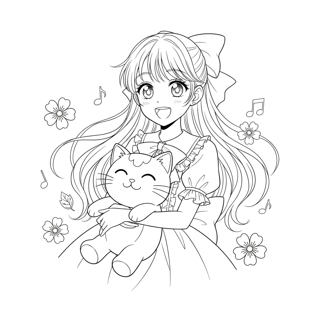 2. Веселая девочка в стиле аниме