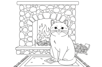 2. Кот британец возле камина