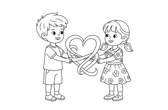 Мальчик и девочка, а между ними сердечко